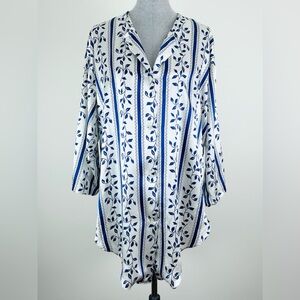 Victorias Secret vintage gold label Blue White Stripe Floral Tumic - flaws